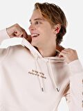 Normal Kesim Kapüşonlu Fermuar Cepli Baskılı Ekru Erkek Sweatshirt Cl1067705