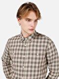 Normal Kesim Shirt Yaka Yeşil Erkek Uzun Kol Gömlek