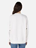 Normal Kesim Bisiklet Yaka Baskılı Beyaz Kadın Sweatshirt Cl1067957