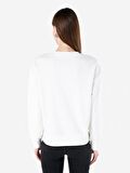 Normal Kesim Bisiklet Yaka Baskılı Beyaz Kadın Sweatshirt Cl1068067