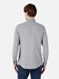 Dar Kesim Shirt Yaka Desenli Gri Erkek Uzun Kol Gömlek Cl1068168
