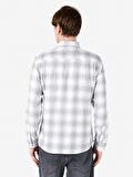 Dar Kesim Shirt Yaka Kareli Gri Erkek Uzun Kol Gömlek Cl1068259