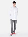 Normal Kesim Shirt Yaka Beyaz Erkek Uzun Kol Gömlek Cl1068392