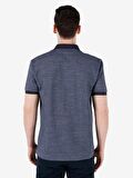 Normal Kesim Polo Yaka Desenli Lacivert Erkek Kısa Kol Tişört