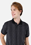 Regular Fit Polo Yaka  Erkek Siyah Kısa Kol Tişört