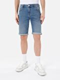 Normal Kesim Düşük Bel Düz Paça Erkek Jean Şort Cl1068547