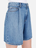 Rahat Normal Kesim Orta Bel Jean Mavi Kadın Jean Şort Cl1068618