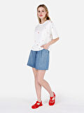 Rahat Normal Kesim Orta Bel Jean Mavi Kadın Jean Şort Cl1068618