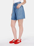 Rahat Normal Kesim Orta Bel Jean Mavi Kadın Jean Şort Cl1068618