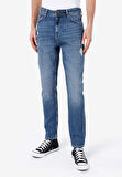 Regular Fit Orta Bel Daralan Paça Erkek İndigo Jean Pantolon