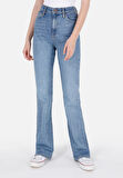 Regular Fit Orta Bel Bootcut Kadın Yeşil Jean Pantolon