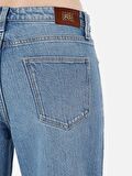 970 Berry Normal Kesim Yüksek Bel Geniş Paça Mavi Kadın Pantolon Cl1068701