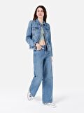970 Berry Normal Kesim Yüksek Bel Geniş Paça Mavi Jean Kadın Pantolon Cl1068713