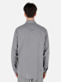 Normal Kesim Shirt Yaka Cepsiz Yeşil Erkek Uzun Kol Gömlek Cl1068759