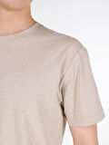 Normal Kesim Bisiklet Yaka Basic Bej Erkek Kısa Kol Tişört