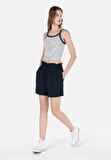 Regular Fit Yüksel Bel  Kadın Lacivert Şort Cl1068956
