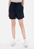 Regular Fit Yüksel Bel  Kadın Lacivert Şort Cl1068956