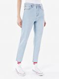 896 Maria Mom Fit Yüksek Bel Düz Paça Mavi Kadın Pantolon Cl1069225