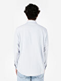 Normal Kesim Shirt Yaka Cepli Mavi Erkek Uzun Kol Gömlek Cl1069260