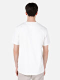Normal Kesim Bisiklet Yaka Baskılı Beyaz Erkek Kısa Kol Tişört Cl1069270