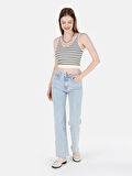 771 Emery Regular Fit   Kadın Mavi Jean Pantolon Cl1069426