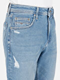 067 Jack Normal Kesim Orta Bel Düz Paça Mavi Erkek Jean Pantolon