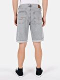 Normal Kesim Orta Bel Düz Paça Gri Erkek Jean Şort Cl1069538