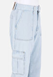 Cargo Fit Orta Bel Düz Paça Erkek Mavi Jean Pantolon