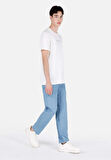Jogger Fit Orta Bel Düz Paça Erkek Mavi Jean Pantolon