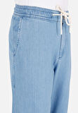 Jogger Fit Orta Bel Düz Paça Erkek Mavi Jean Pantolon