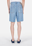 Loose Straight Fit Orta Bel  Erkek Siyah Jean Şort