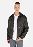 Regular Fit     Erkek Siyah Mont Pu