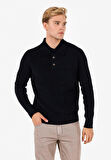 Regular Fit Polo Yaka  Erkek Lacivert Kazak