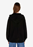 Regular Fit Fermuarlı Düz Kadın Siyah Sweatshirt