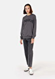 Comfort Fit Yuvarlak Yaka  Kadın Antrasit Sweatshirt