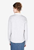 Regular Fit Polo Yaka  Kadın Gri Sweatshirt