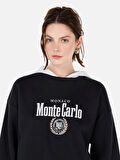 Normal Kesim Kapüşonlu Baskılı Lacivert Kadın Sweatshirt Cl1070504