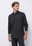 Regular Fit Shirt Neck Düz Erkek Yeşil Uzun Kol Gömlek
