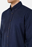 Regular Fit Shirt Neck Düz Erkek Lacivert Uzun Kol Gömlek Cl1070811