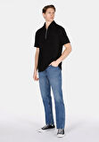 Comfort Fit Polo Yaka Düz Erkek Siyah Kısa Kol Tişört Cl1071894