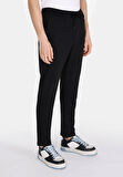 Slim Fit Orta Bel Uzun Paça Erkek Siyah  Pantolon