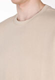 Comfort Fit Yuvarlak Yaka Düz Erkek Bej Kısa Kol Tişört Cl1072066