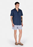Slim Fit Çizgili Erkek Lacivert Deniz Şortu