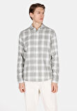 Regular Fit Shirt Neck Ekoseli Erkek Yeşil Uzun Kol Gömlek Cl1072295