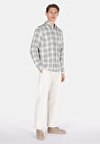 Regular Fit Shirt Neck Ekoseli Erkek Yeşil Uzun Kol Gömlek Cl1072295