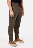 Slim Fit Orta Bel Lastikli Paça Erkek Yeşil  Pantolon Cl1072471