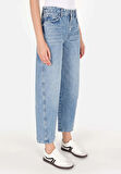 Balloon Fit   Kadın İndigo Jean Pantolon