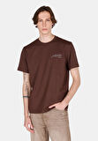 Comfort Fit Yuvarlak Yaka Düz Erkek Kahverengi Kısa Kol Tişört Cl1072833