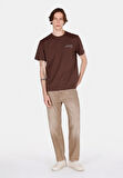 Comfort Fit Yuvarlak Yaka Düz Erkek Kahverengi Kısa Kol Tişört Cl1072833
