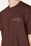 Comfort Fit Yuvarlak Yaka Düz Erkek Kahverengi Kısa Kol Tişört Cl1072833